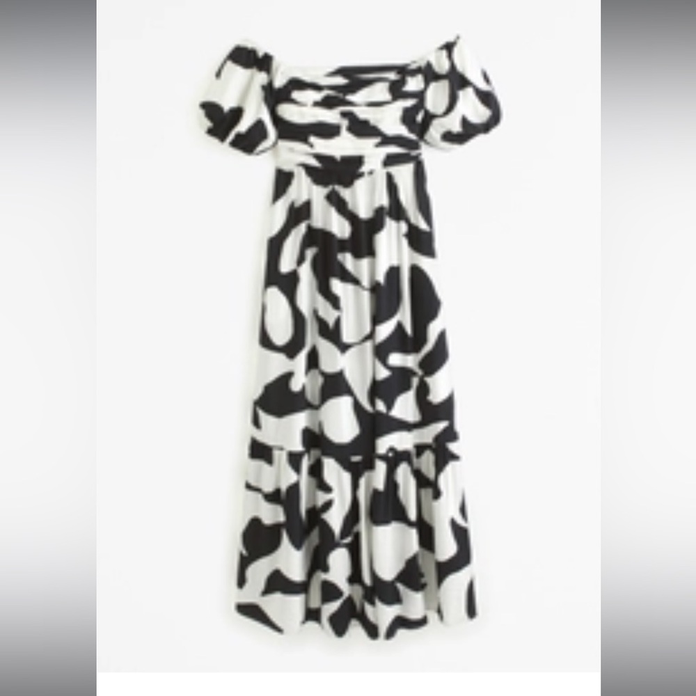 Abercrombie & Fitch Emerson Off-The-Shoulder Maxi Dress in Black Pattern XL